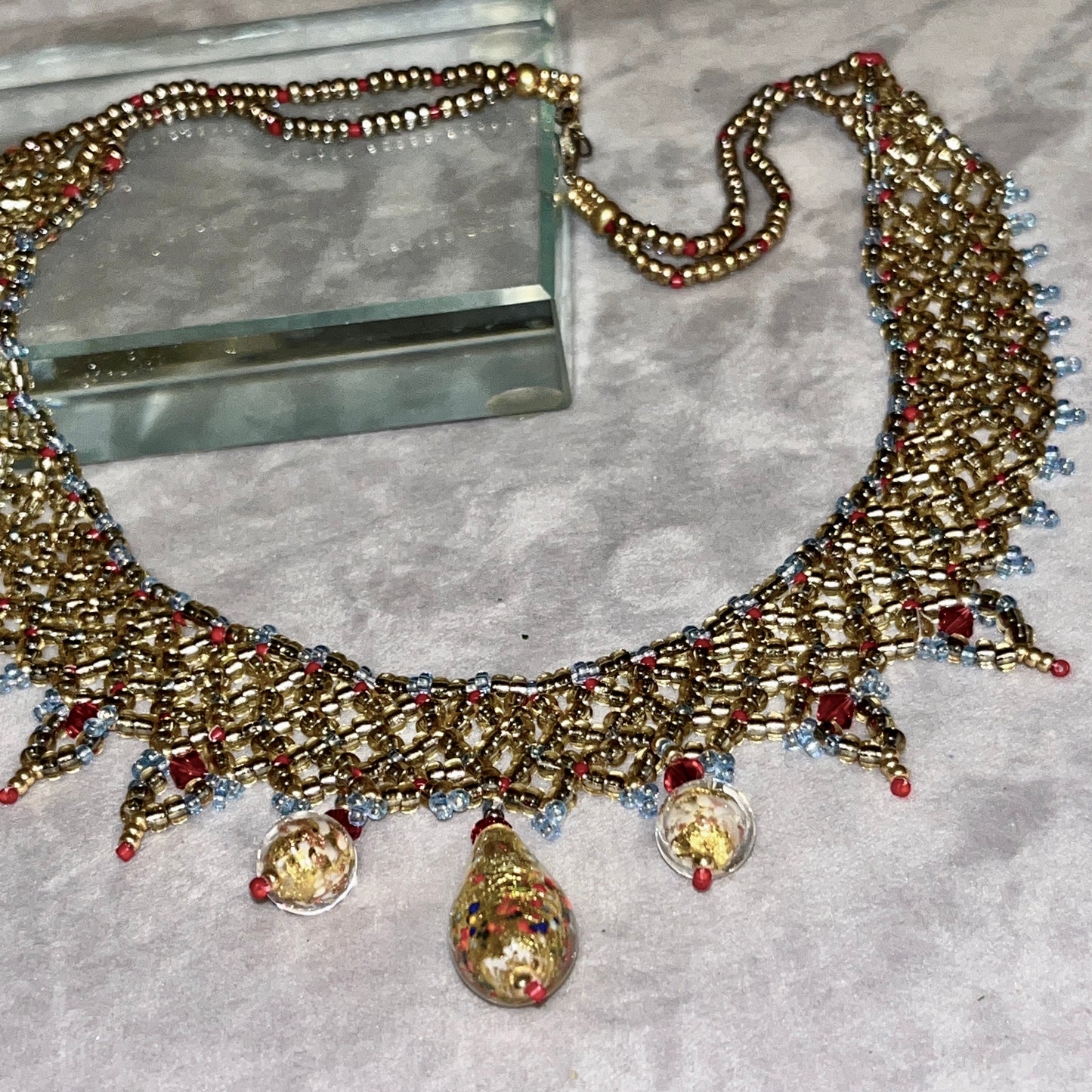 Inspired by  Klimt collar with Swarovski crystals and Murano Glass