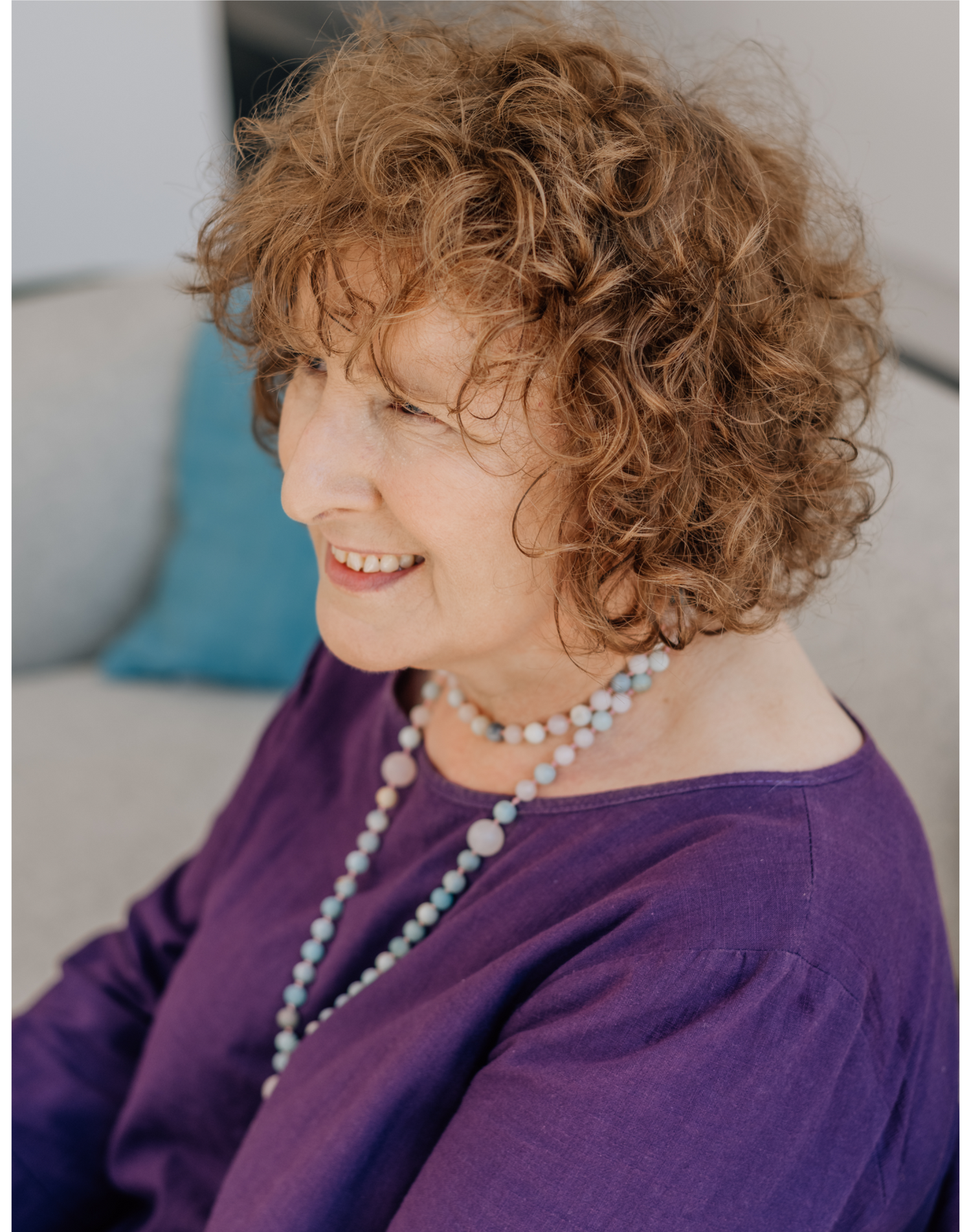 This is just a photo of me feeling relaxed and wearing one of my favourite colours-purple- and one of my Zen Mala necklaces 