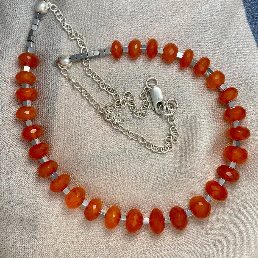 Carnelian and  hematite necklace.