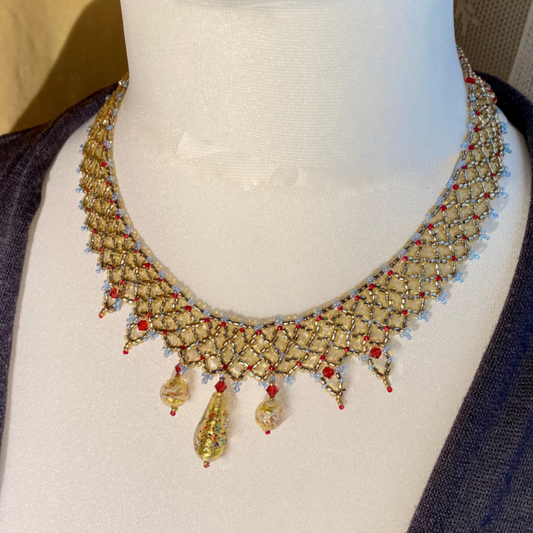 Inspired by  Klimt collar with Swarovski crystals and Murano Glass